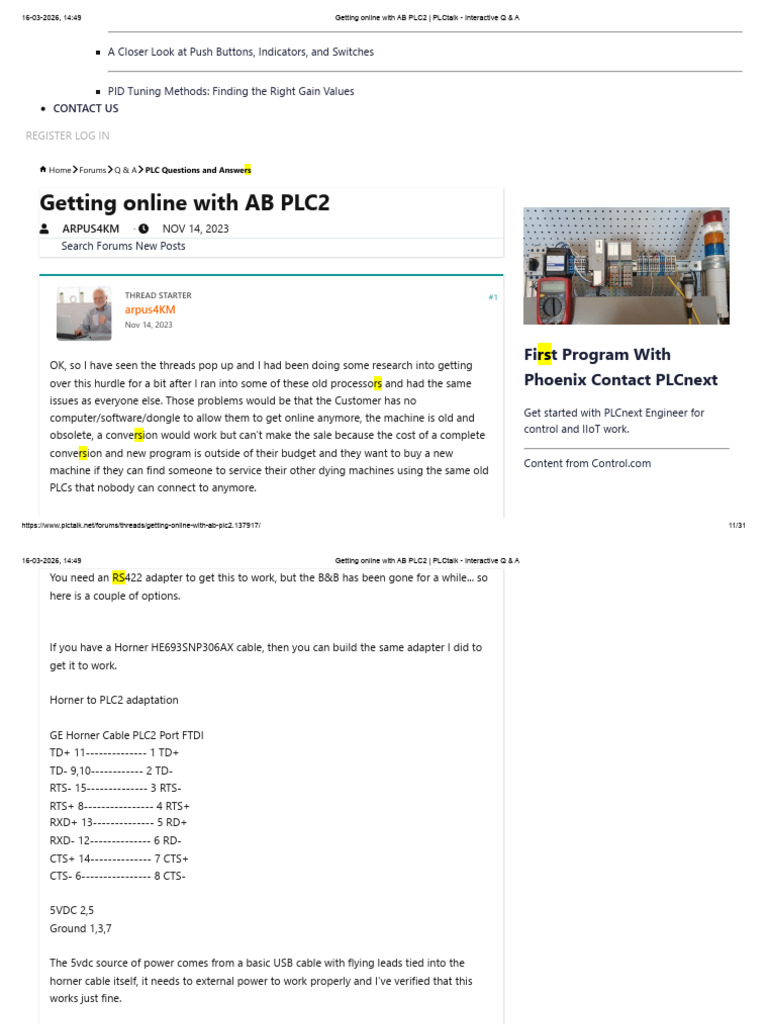 Getting Online With AB PLC2 - PLCtalk - Interactive Q & A | PDF | Dos | Usb