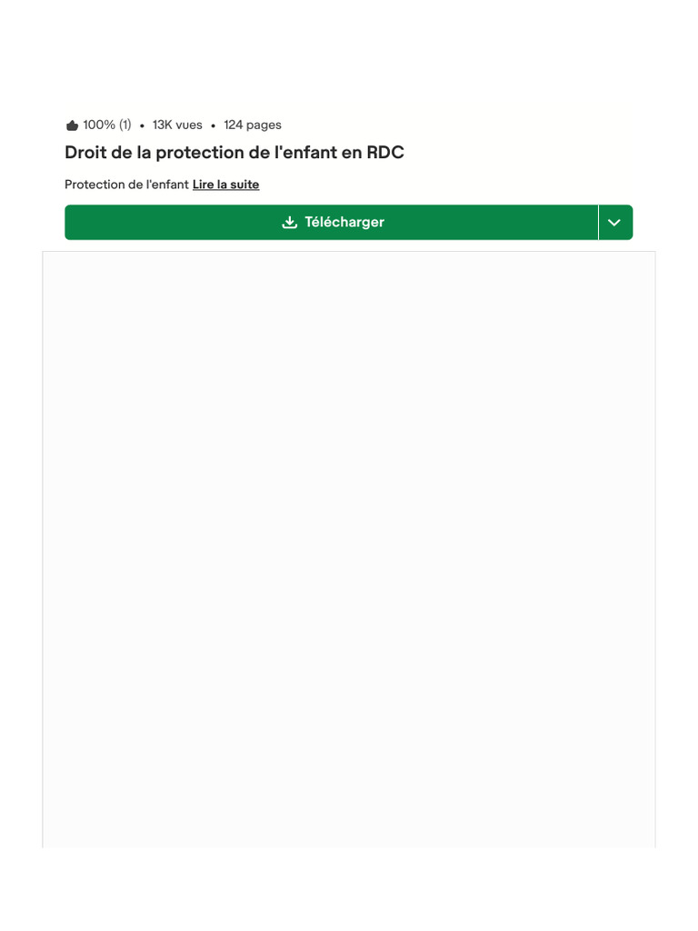 Droit de La Protection de L'enfant en RDC - PDF - Droits Des Enfants ...