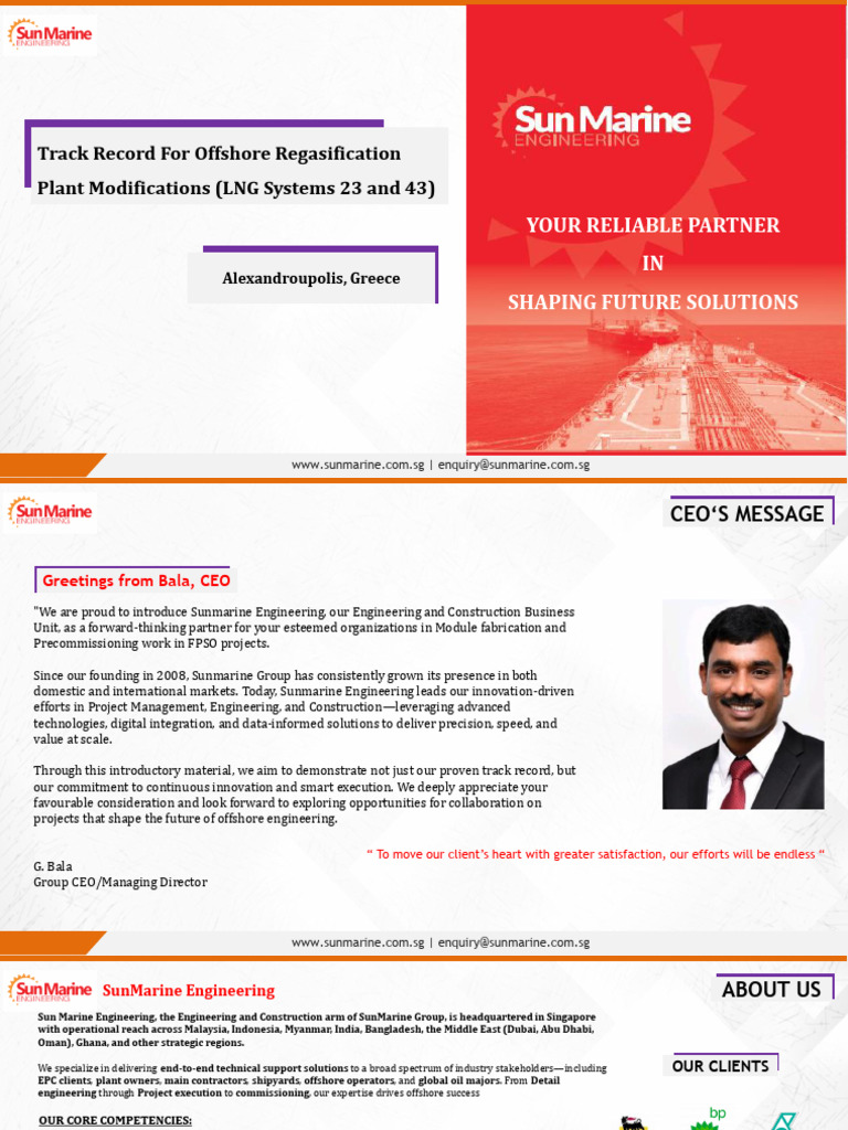 Sunmarine Engineering - Track Record | PDF | Engineering