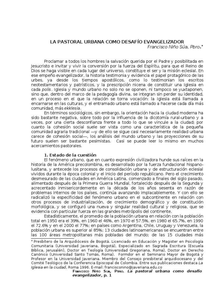 Desafíos de la Pastoral Urbana | PDF | Iglesia Católica | Biblia