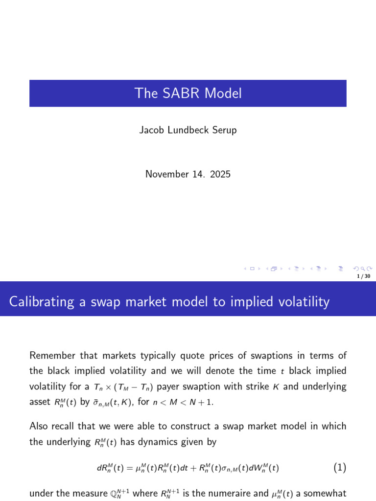 Lecture Slides IX - The SABR Model | PDF | Option (Finance ...