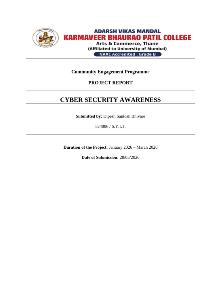 Cyber Security Awareness Project Dipesh | PDF | Security | Computer ...