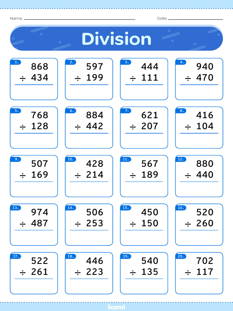 Division Worksheet | PDF