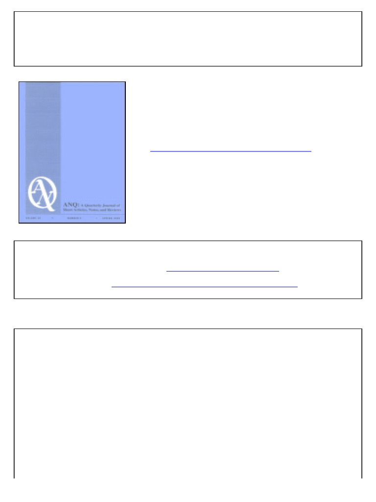 ANQ: A Quarterly Journal of Short Articles, Notes and Reviews | PDF