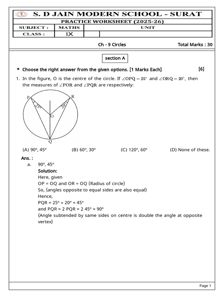 CH 9 Circles Solution | PDF | Circle | Angle