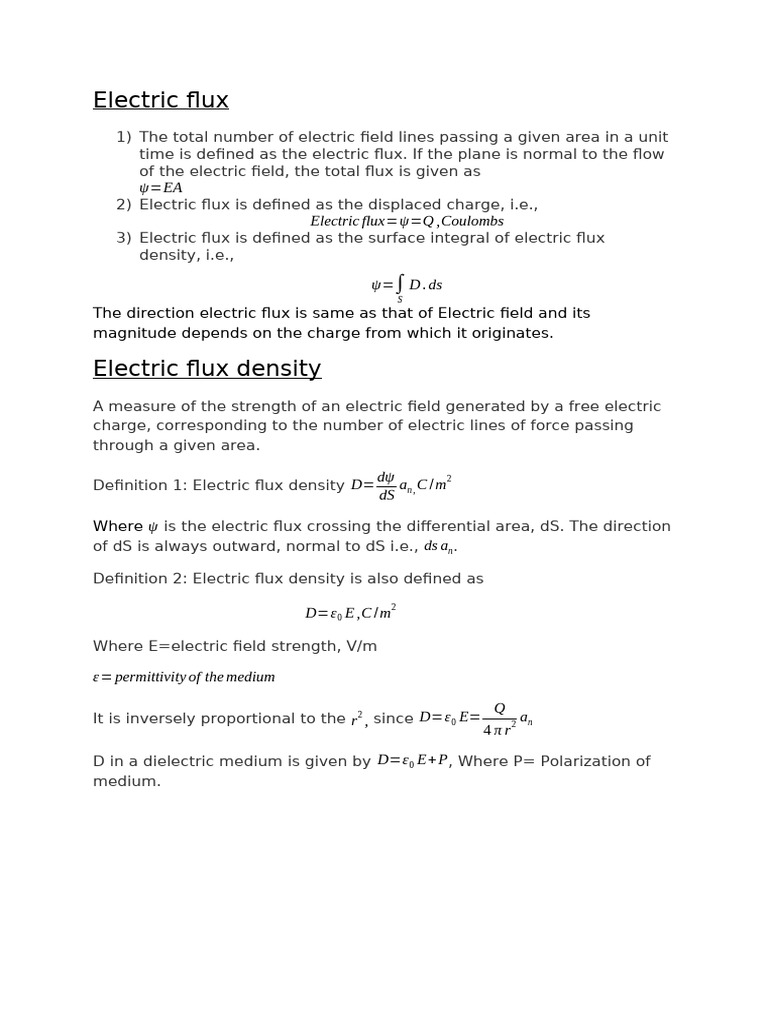 Electric Flux and Flux Density | PDF