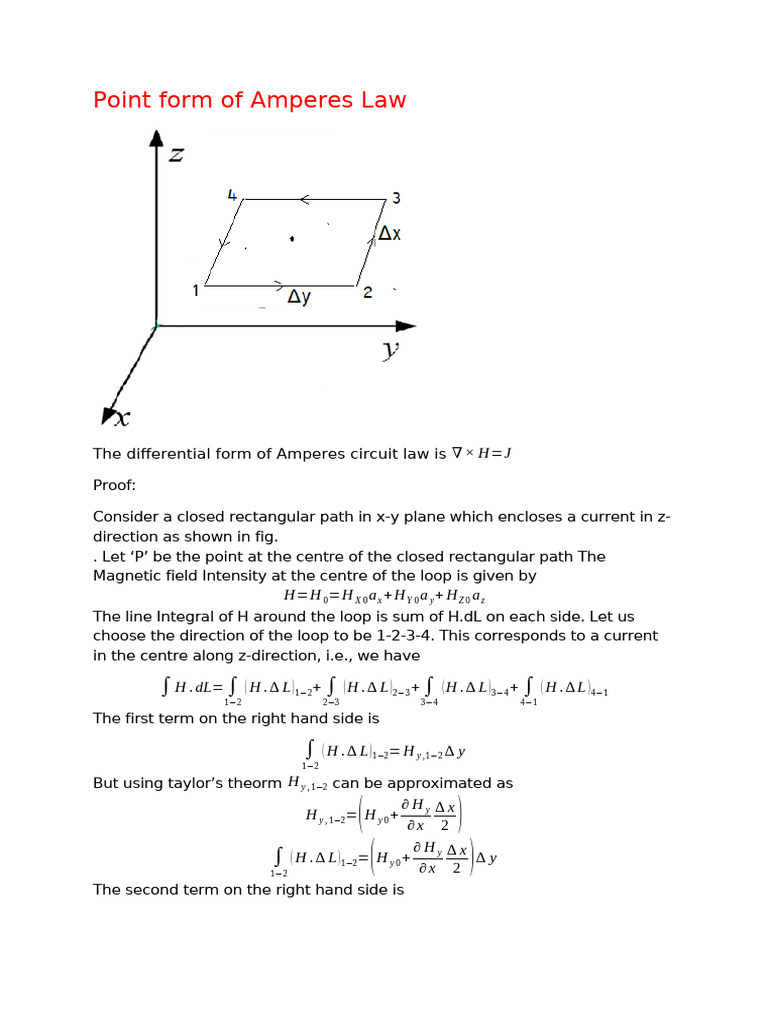 Point Form of Amperes Law | PDF | Multivariable Calculus | Theoretical ...