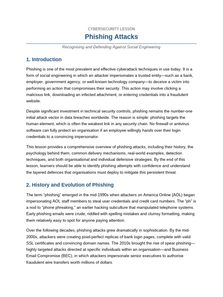 Lesson 01 Phishing Attacks | PDF