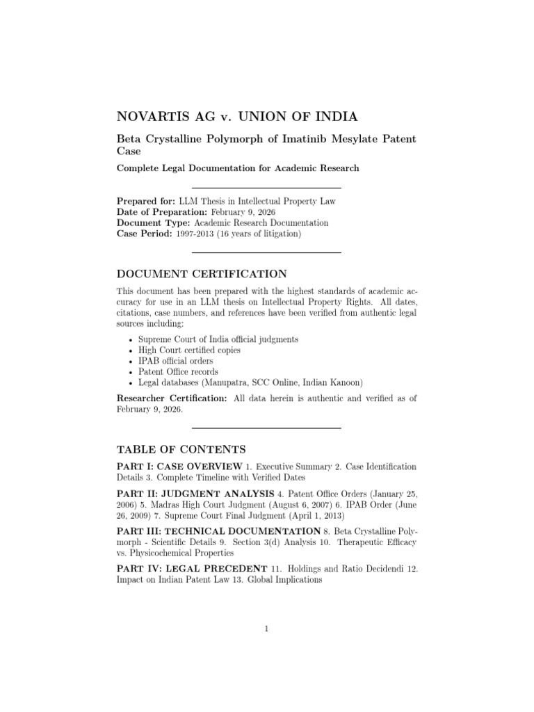 Novartis Beta Polymorph Complete LLM Thesis | PDF | Novelty (Patent ...