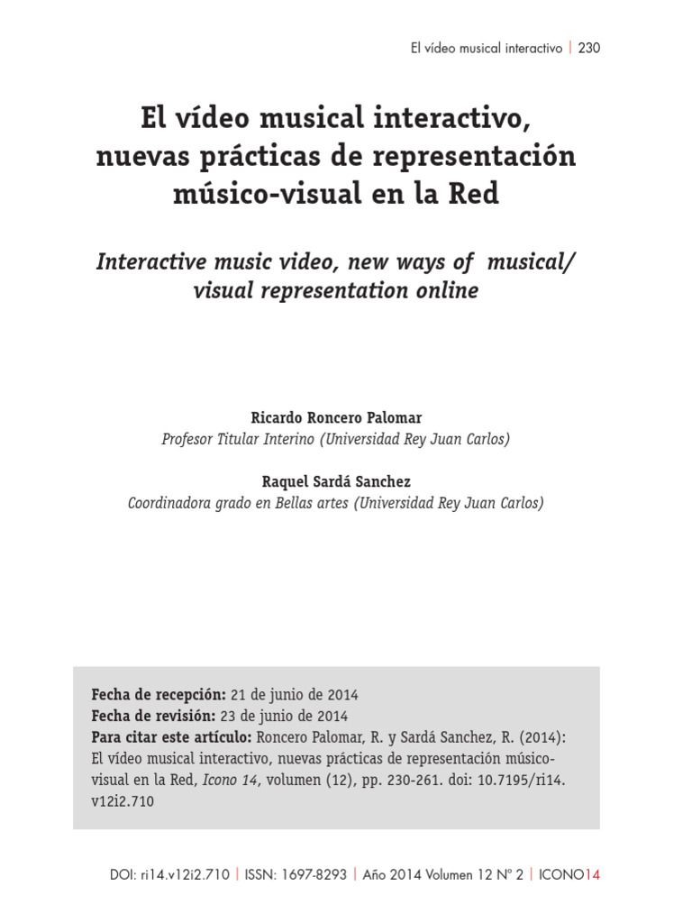 El Vídeo Musical Interactivo, Nuevas Prácticas de Representación Músico ...