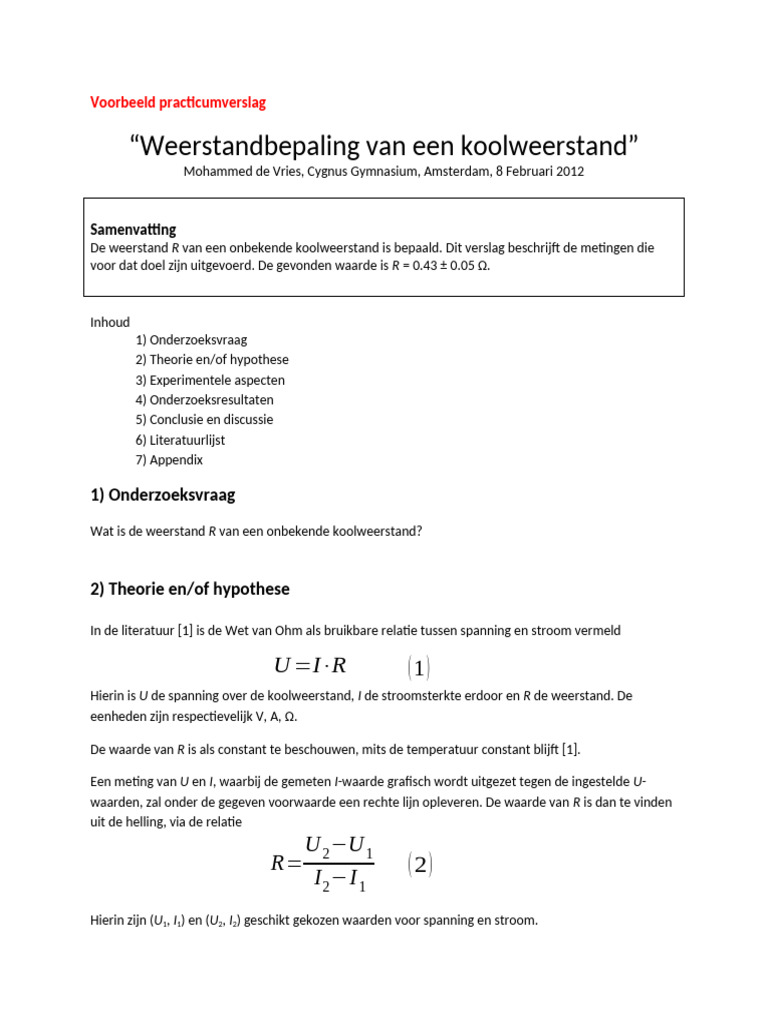Voorbeeldverslag | PDF