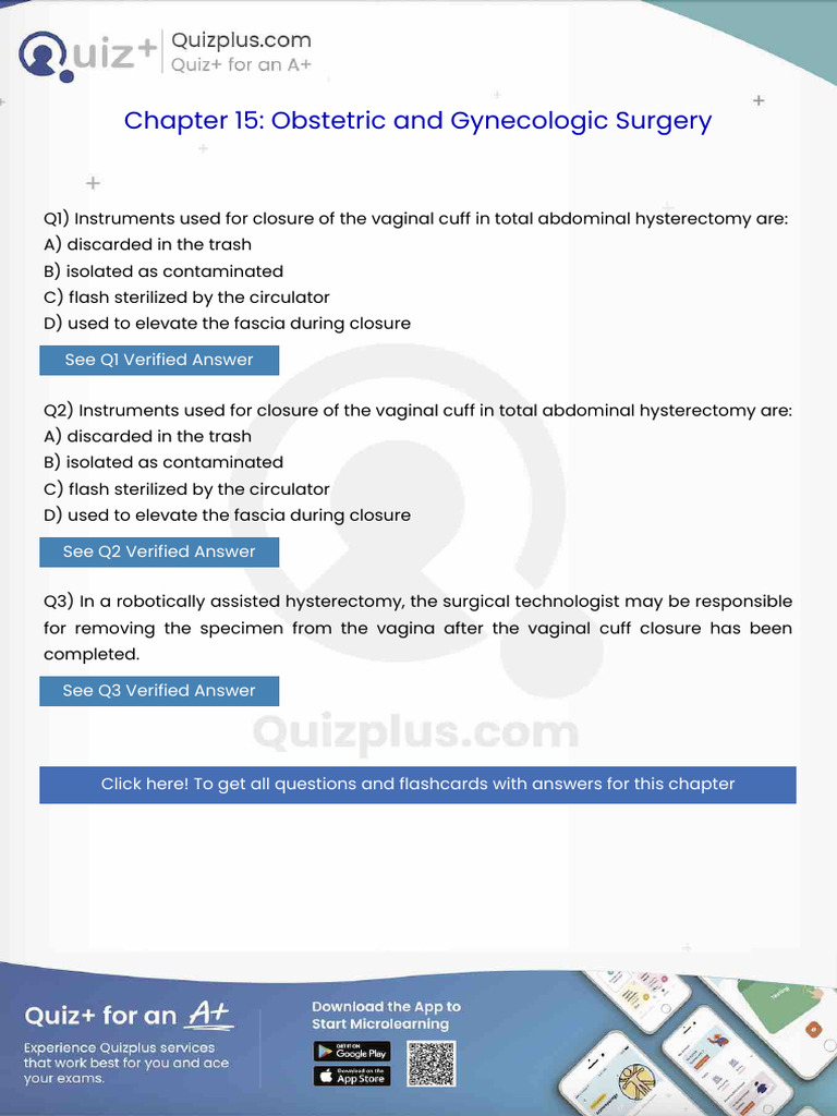 Instruments Used For Closure of The Vaginal Cuff in Total Abdominal ...