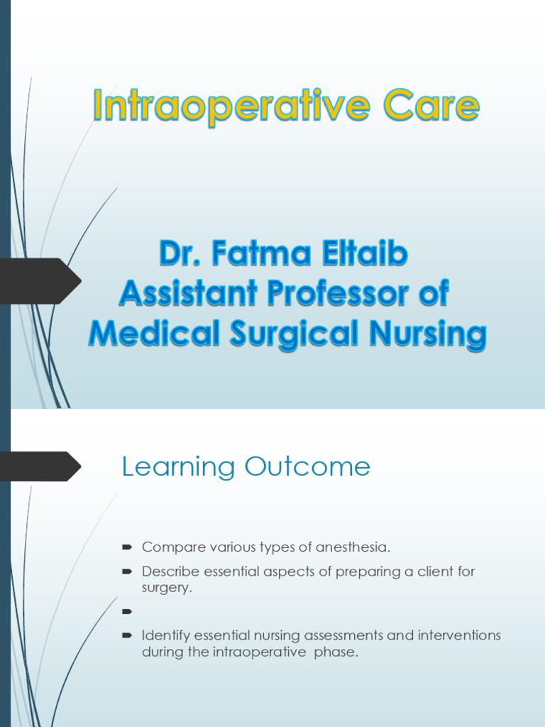 Intra Operative Care | PDF | Anesthesia | Surgery