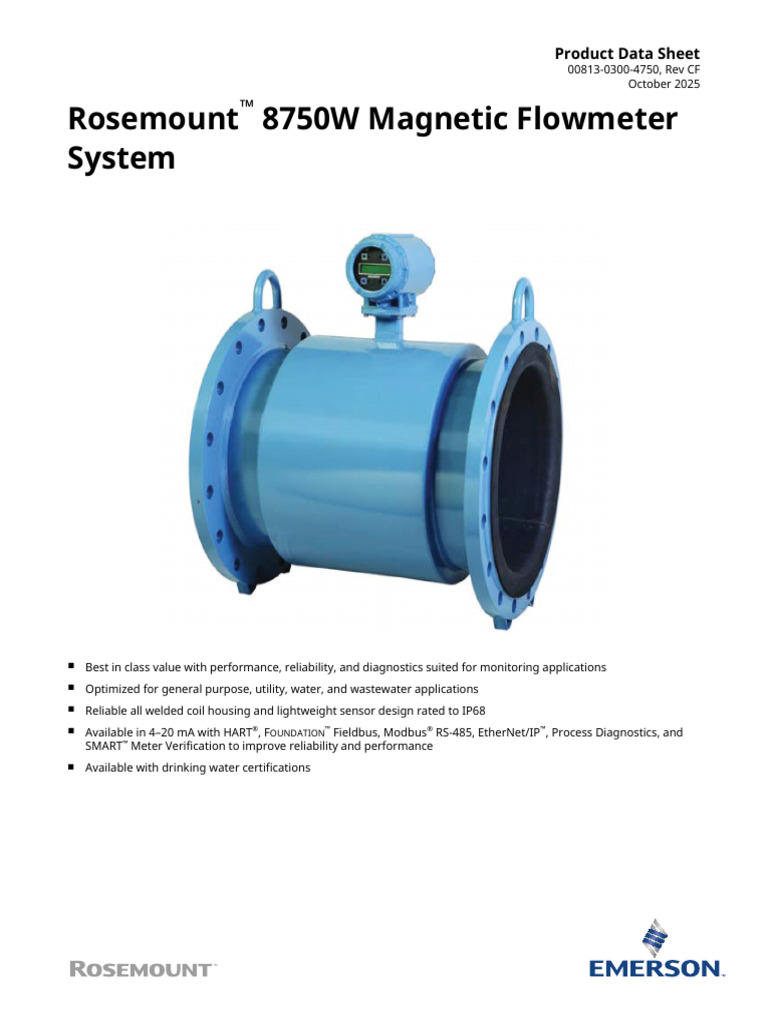 Product Data Sheet Rosemount 8750w Magnetic Flowmeter System en 79480 | PDF