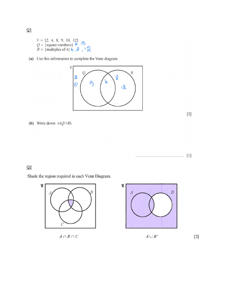 Holiday HW Math Y10 (Sets) | PDF