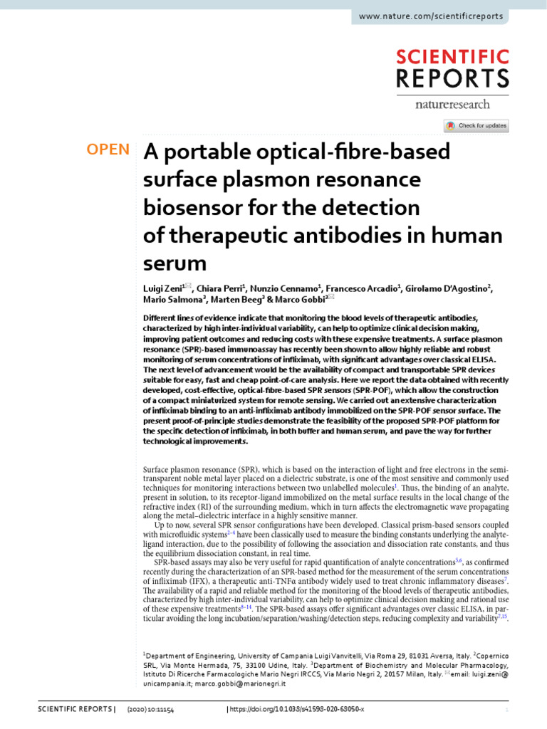 A Portable Optical Fibre Based Surface Plasmon Resonance Biosensor For ...