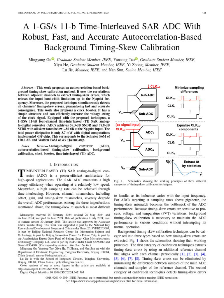 A 1-GS S 11-b Time-Interleaved SAR ADC With Robust Fast and Accurate ...