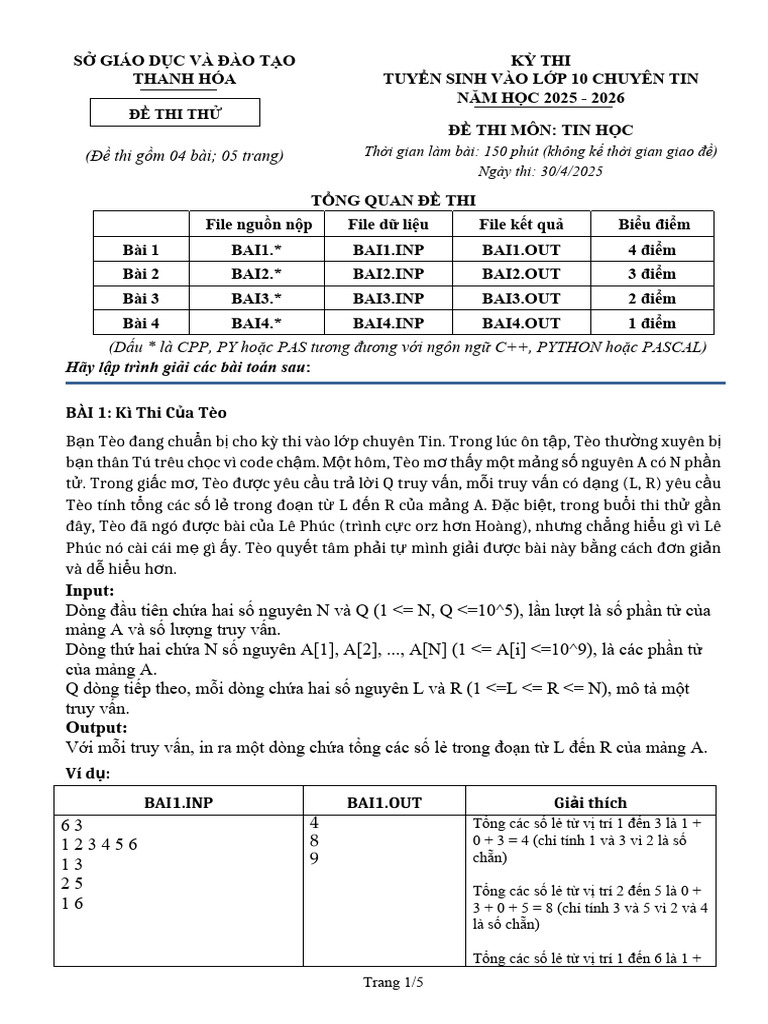 ĐỀ TIN | PDF