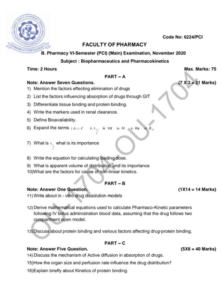 Biopharmaceutic Pyq | PDF