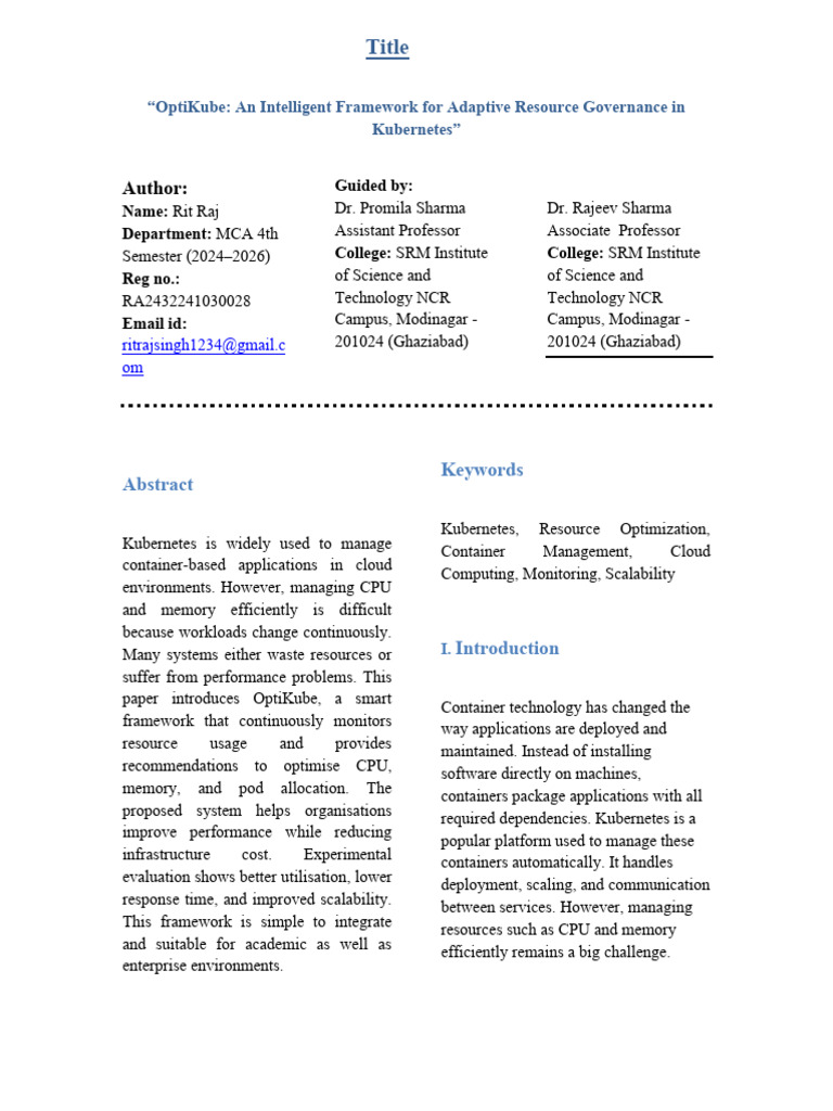 OptiKube Humanized IEEE Paper | PDF | Scalability | Program Optimization