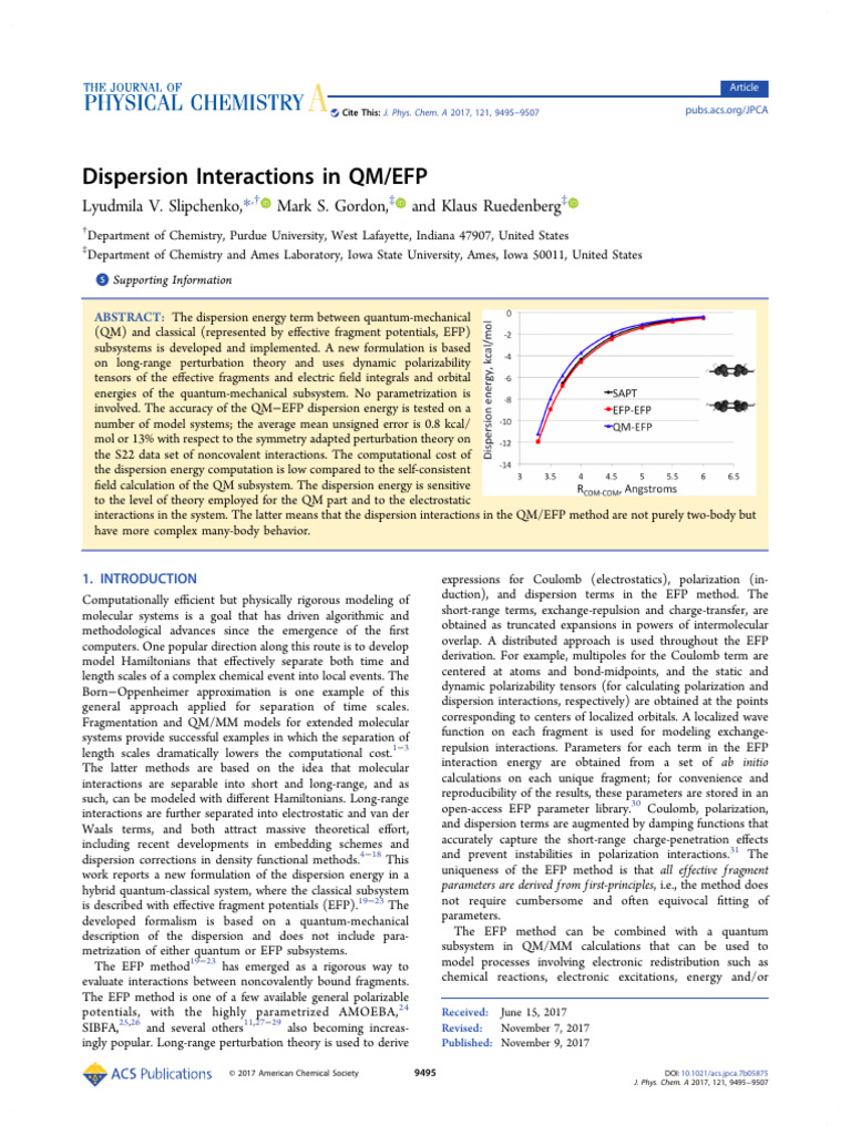 Slipchenko Et Al 2017 Dispersion Interactions in QM Efp | PDF
