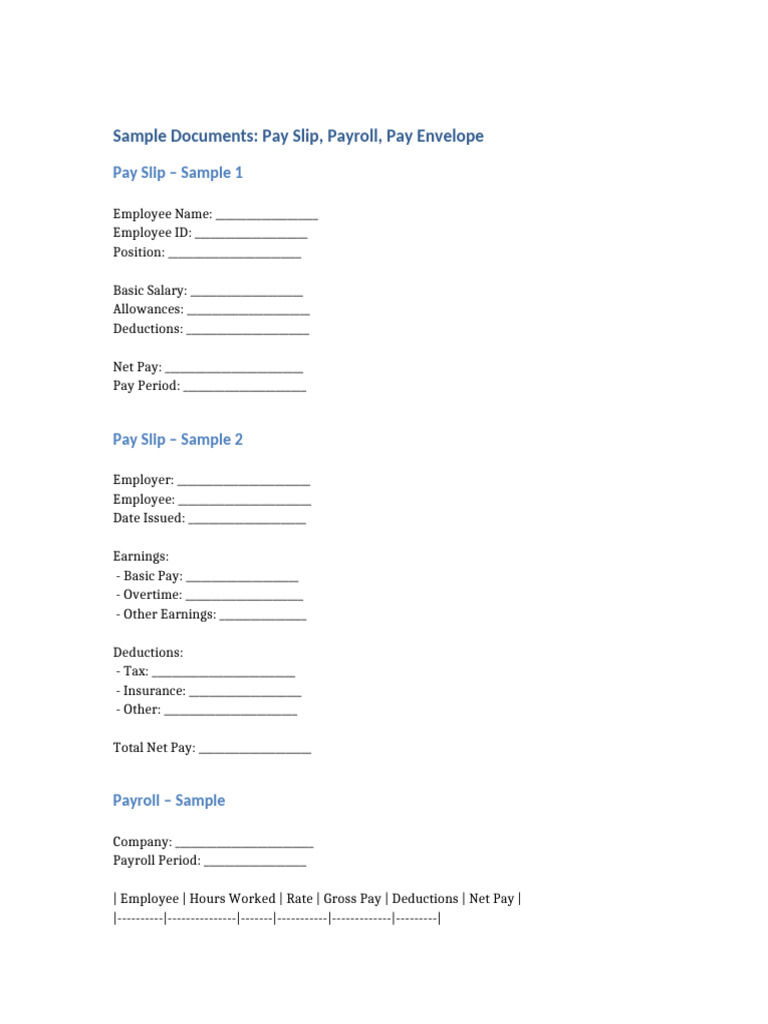 Sample Pay Documents | PDF