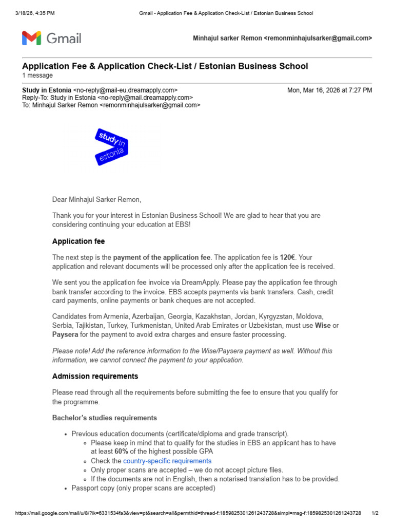 Remon - Application Fee & Application Check-List - Estonian Business ...