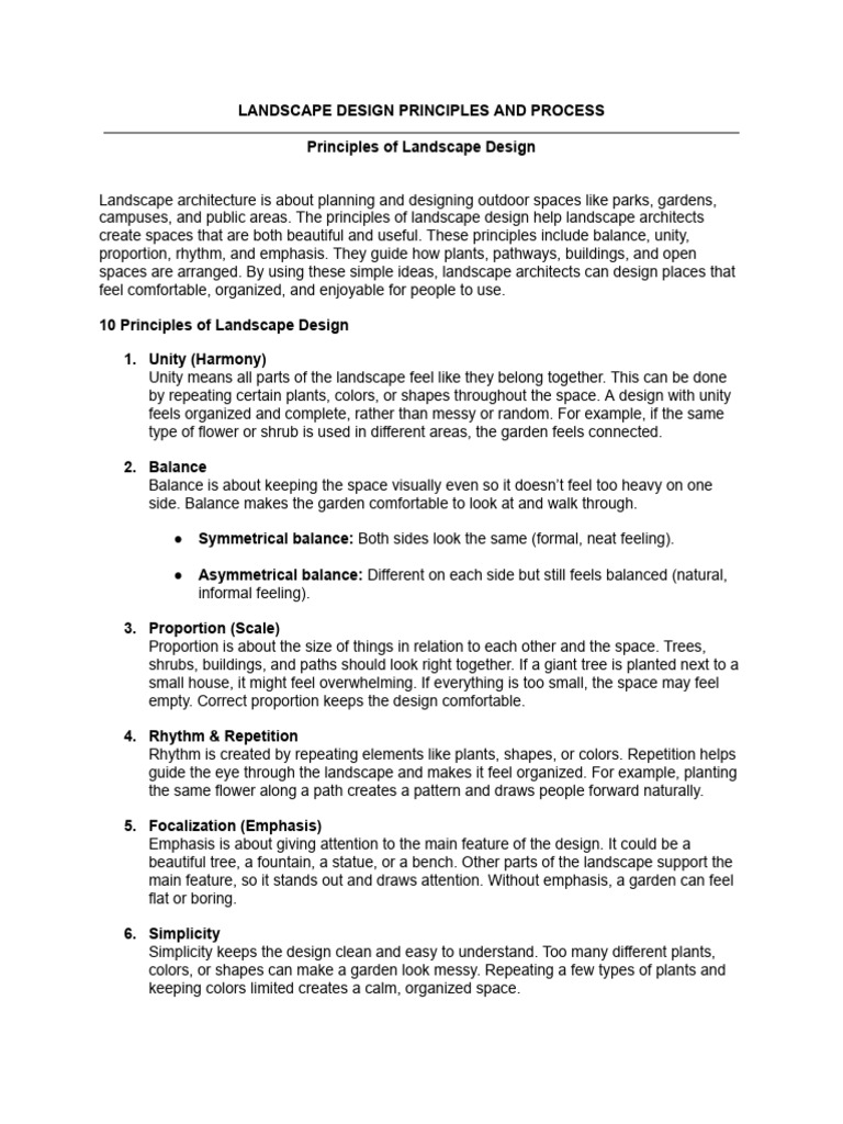 Landscape Design Principles and Process | PDF