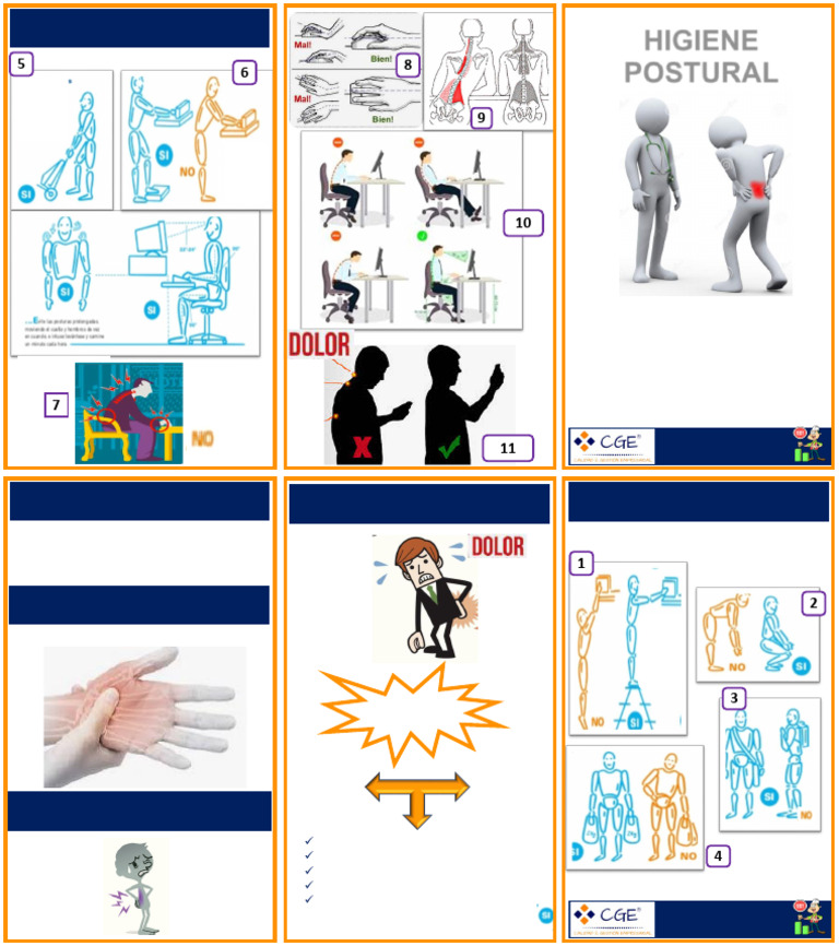 Folleto de Higiene Postural | PDF | Dolor lumbar | Especialidades Medicas