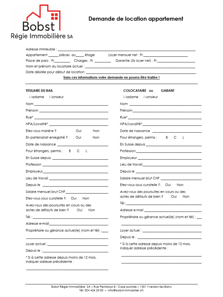 Appt Demande de Location 0825 | PDF