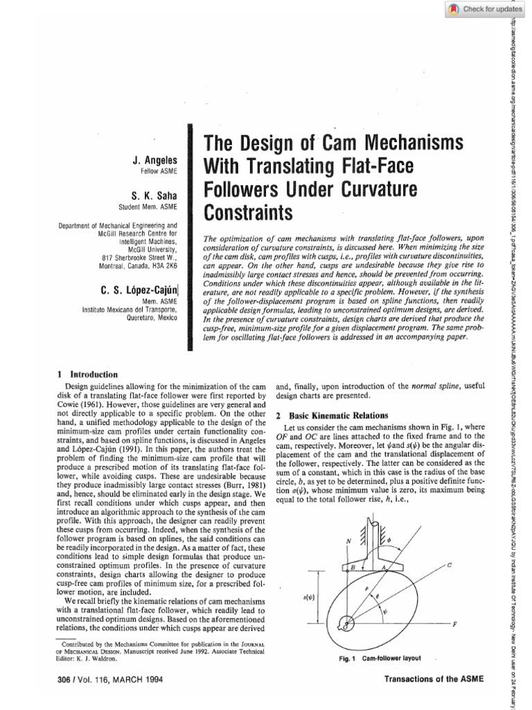 The Design of Cam Mechanisms With Translating Flat-Face Followers Under ...