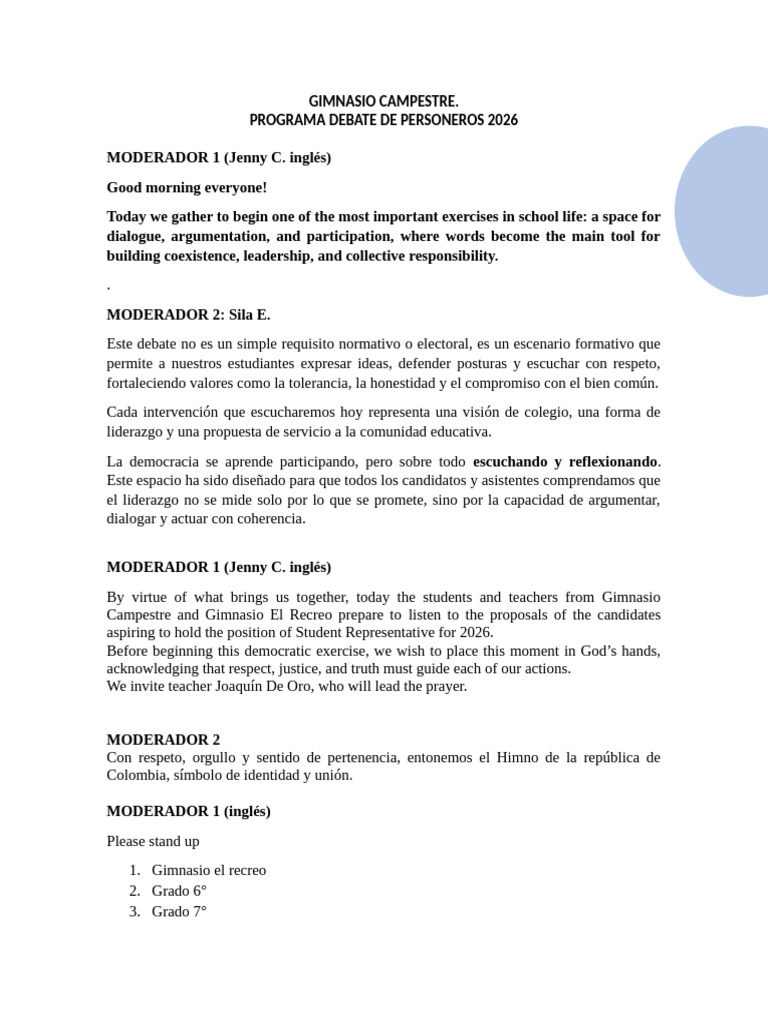 Programa Debate 2026 | PDF