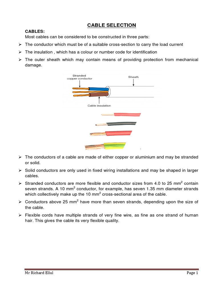 Cable Selection | PDF