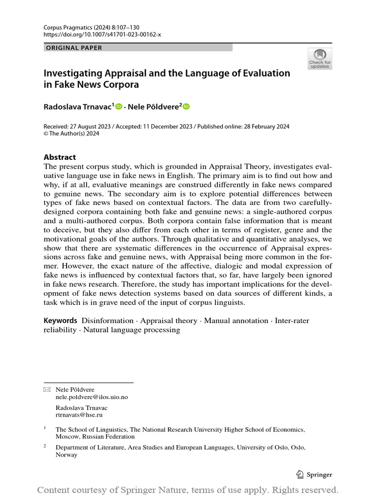Investigating Appraisal and The Language of Evalua | PDF