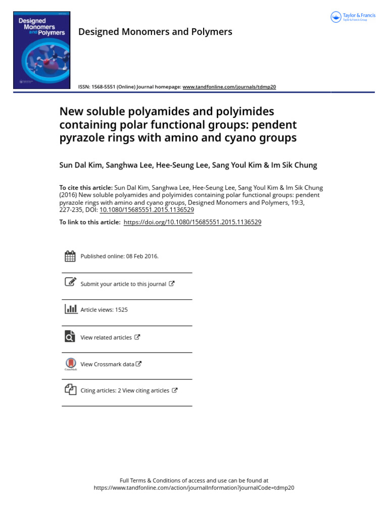 New Soluble Polyamides and Polyimides Containing Polar Functional ...