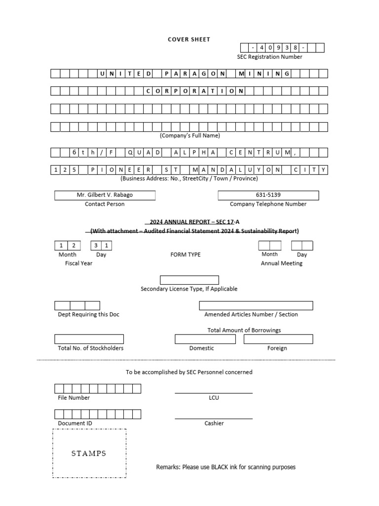 UPM SEC Form 17A With 2024 AFS and Sustainability Report | PDF