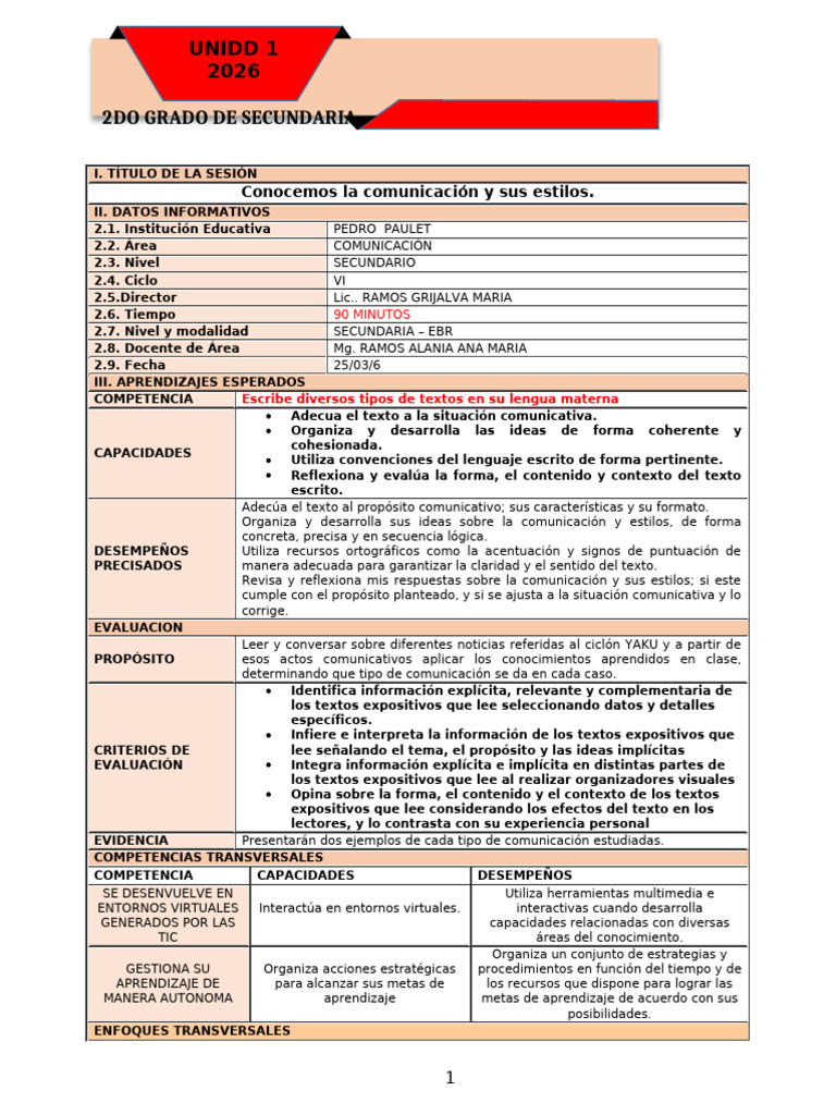 Sesion 02 de Segundo Grado | PDF | Comunicación | Aprendizaje