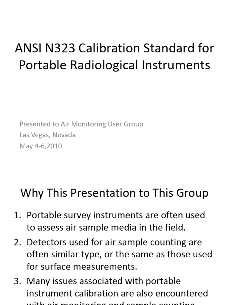 ANSI N323 Calibration Standard For Portable Radiological Instruments ...