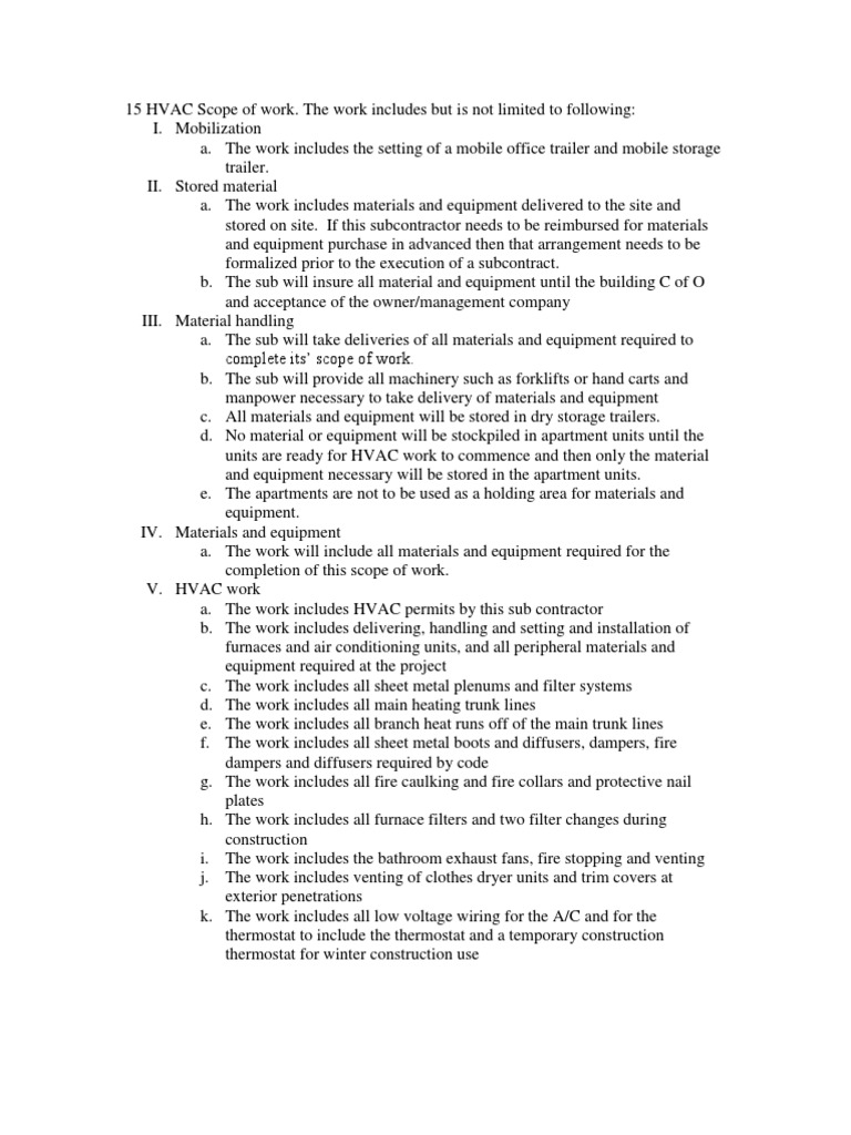 15 HVAC Scope of Work Revised Furnace Hvac