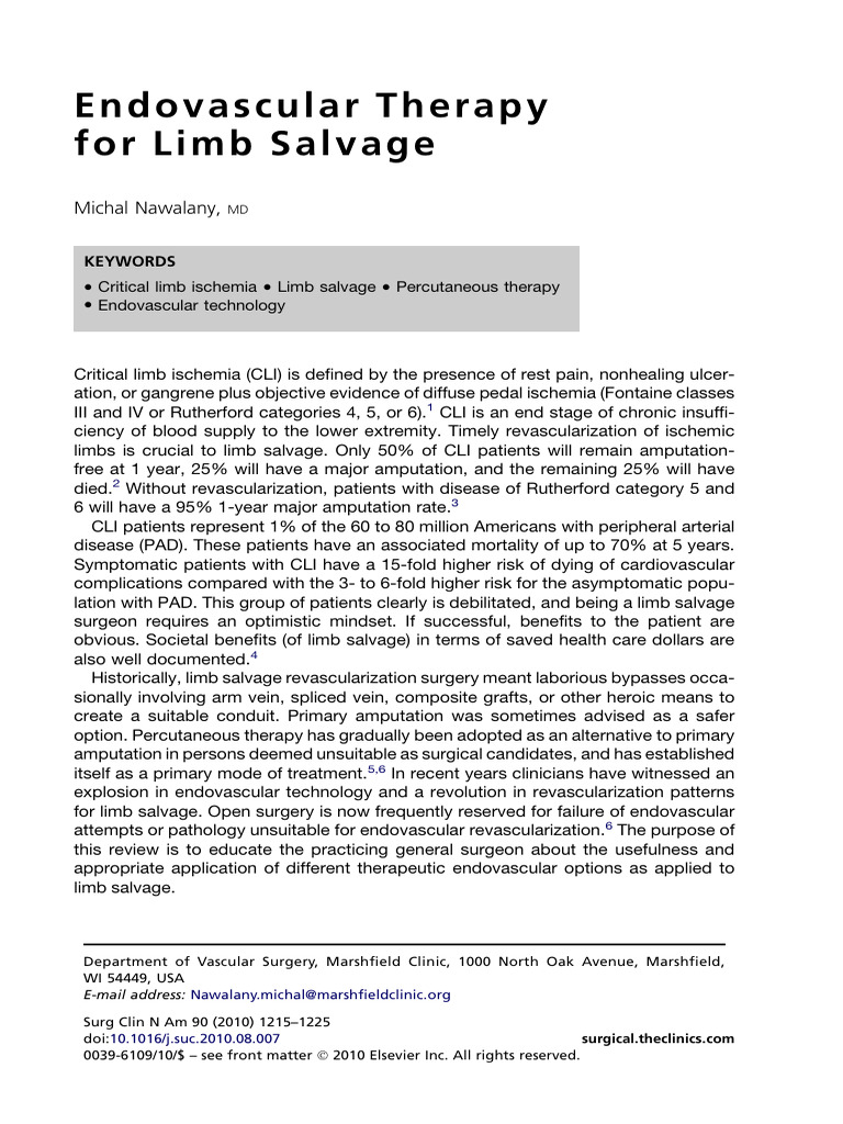 Endovascular Therapy For Limb Salvage | PDF | Interventional Radiology ...
