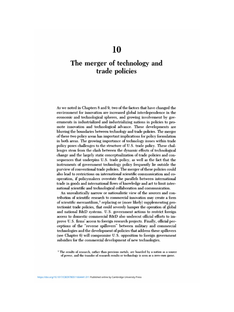 Merger of Technology A and Trade Policies | PDF