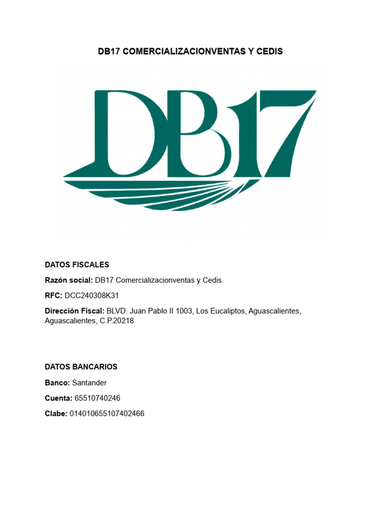 Datos Fiscales DB17 | PDF