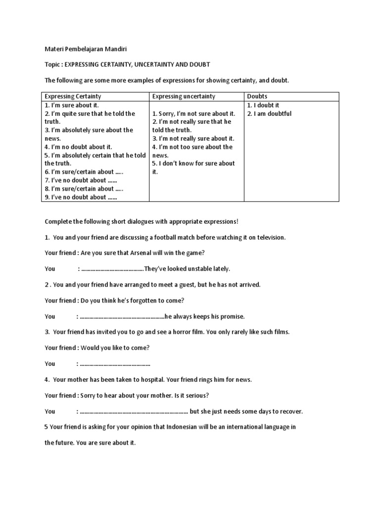 Soal Certainty And Uncertainty