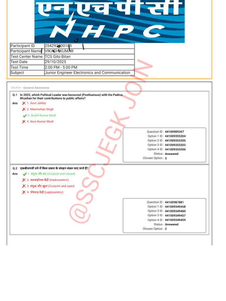 NHPC Je Ece | PDF