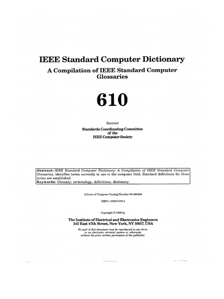 IEEE 610 Standard Computer Dictionary PDF Computer Architecture