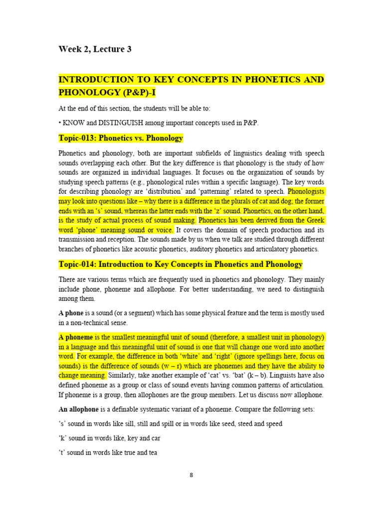 Week2 Lec 3 INTRODUCTION TO KEY CONCEPTS IN PHONETICS AND PHONOLOGY ...