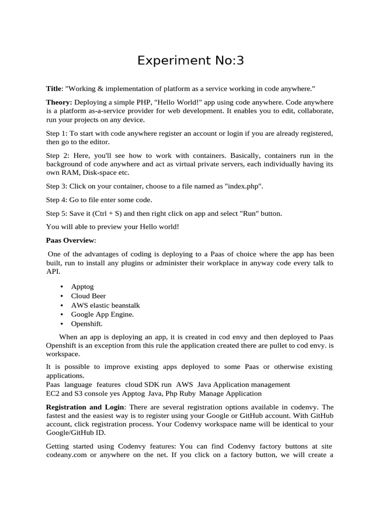 CC Experiment No 3 | PDF | Platform As A Service | Software Development