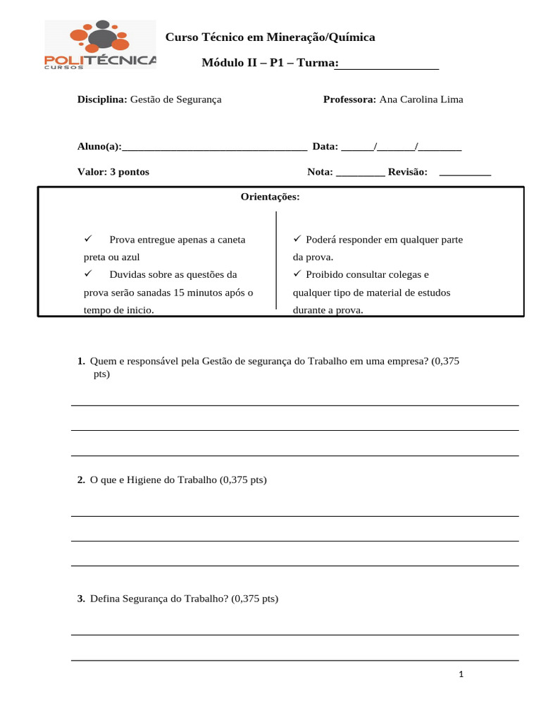 Prova 1 - GS | PDF