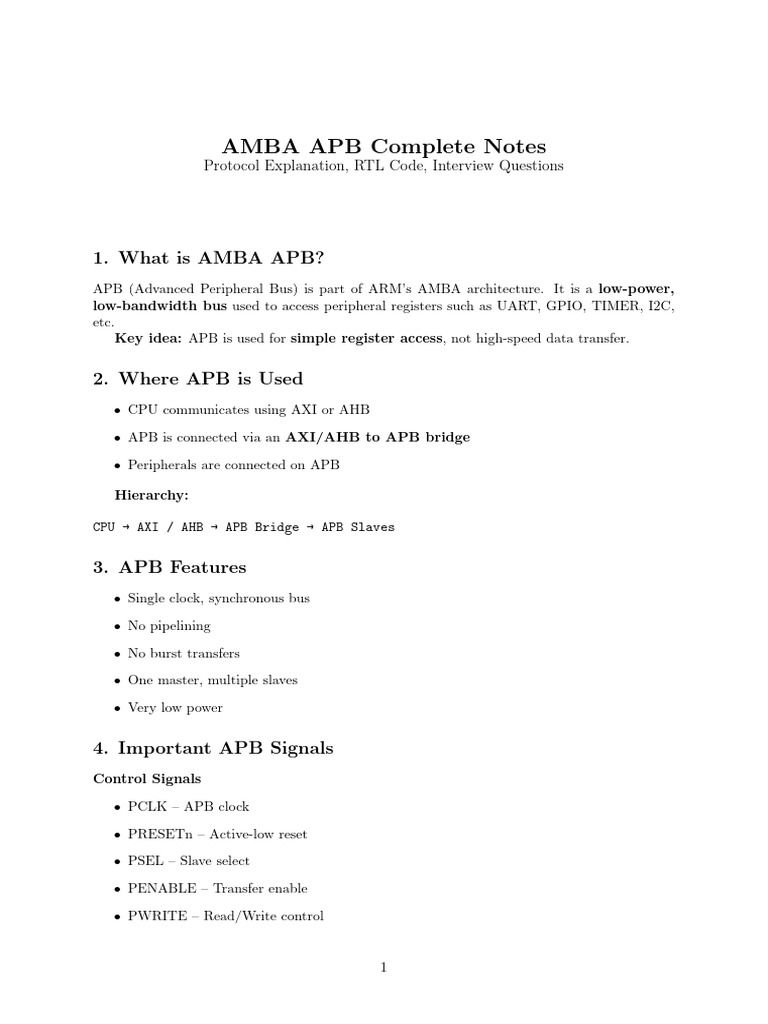 AMBA APB Complete Notes | PDF