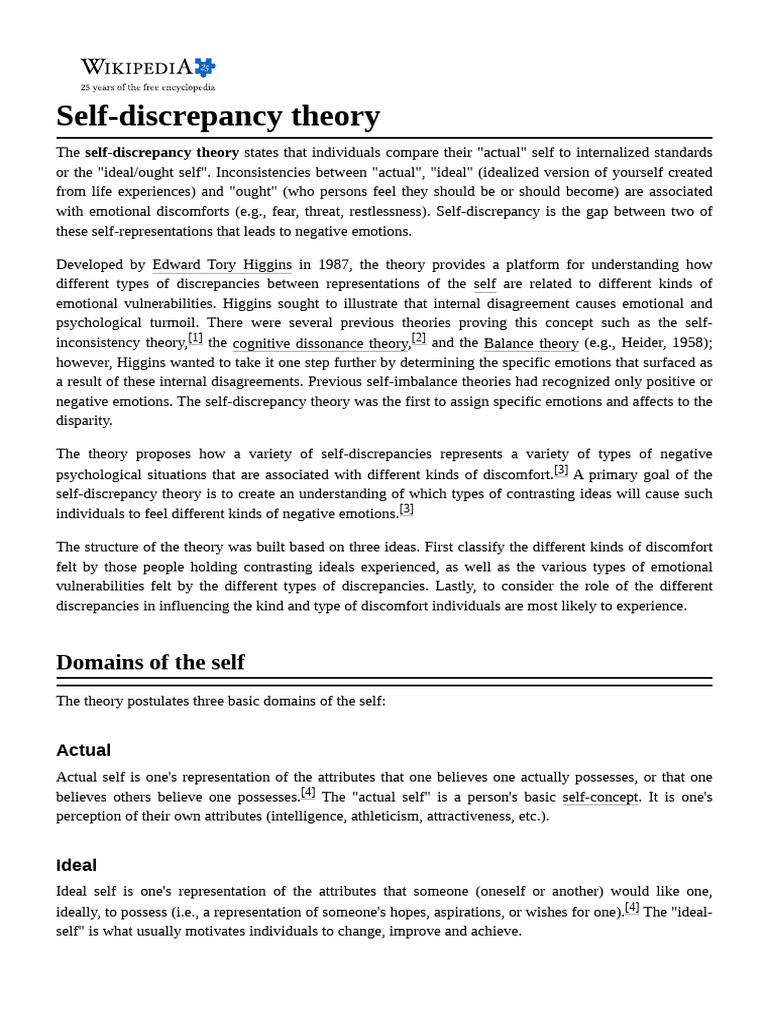 Self Discrepancy Theory | PDF | Psychology | Psychological Concepts
